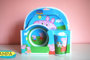 LOTE 02 | Lote de vajilla de Peppa Pig, 3 piezas